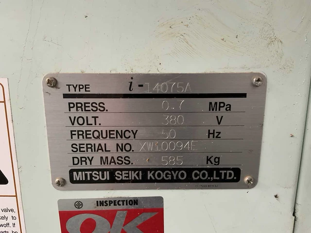 2013 mitsui seiki i-14075a olievrije compressor - afbeelding 13 van  13