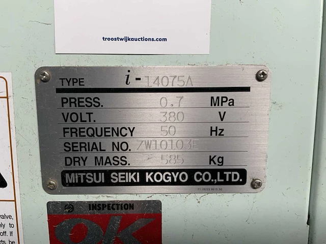2013 mitsui seiki i-14075a olievrije compressor - afbeelding 13 van  13