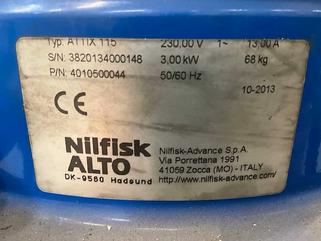 2013 nilfisk alto attix 115 industriële stofzuiger - afbeelding 8 van  8