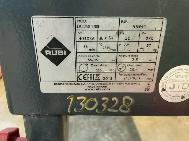 2013 rubi dc 250-1200 tegelzaagmachine - afbeelding 7 van  7