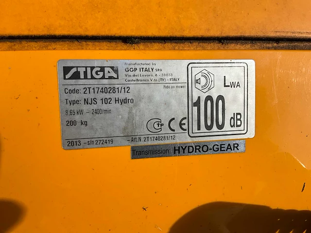 2013 stiga estate njs 102 hydro zitmaaier - afbeelding 6 van  15