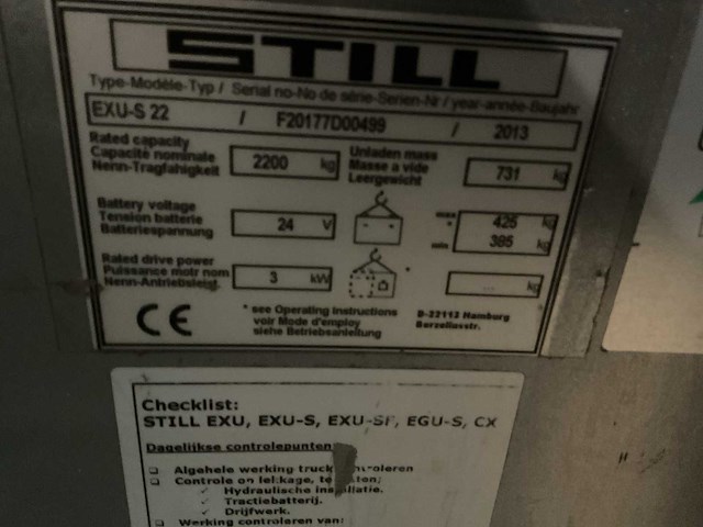 2013 still exu-s-22 elektrische palletwagen - afbeelding 7 van  7
