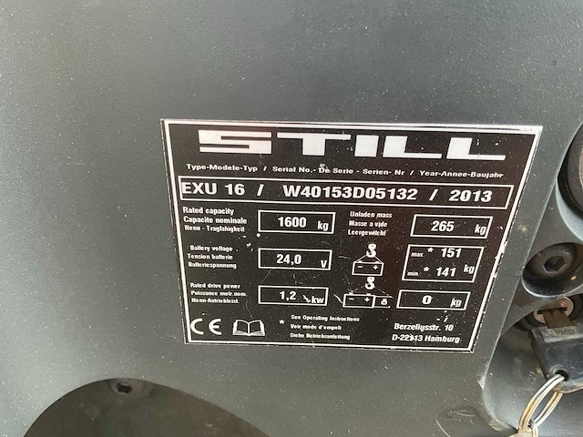 2013 still exu16 elektrische palletwagen - afbeelding 7 van  7