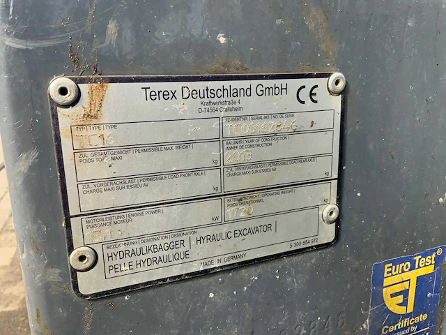 2013 terex tc16 rupsgraafmachine - afbeelding 22 van  29