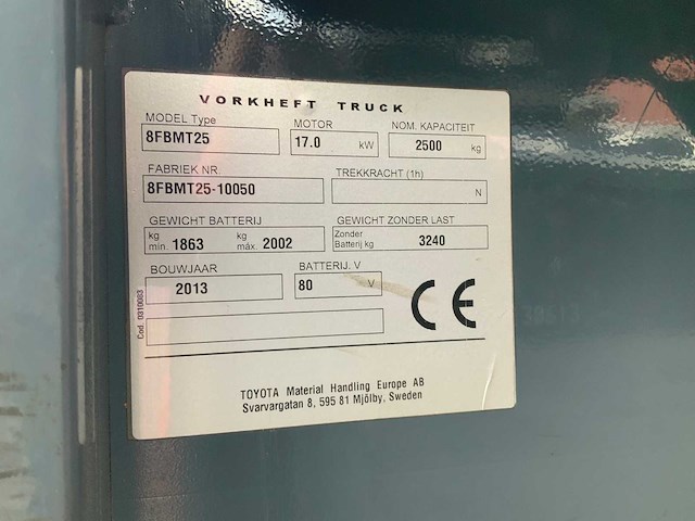 2013 toyota 8fbmt25 vorkheftruck - afbeelding 10 van  19