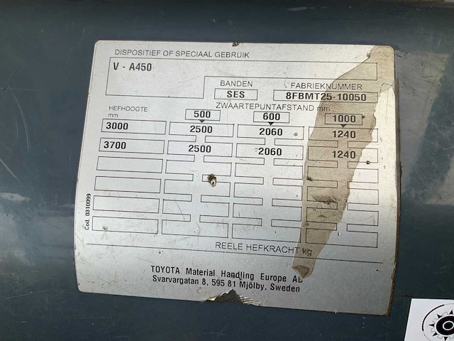 2013 toyota 8fbmt25 vorkheftruck - afbeelding 11 van  19
