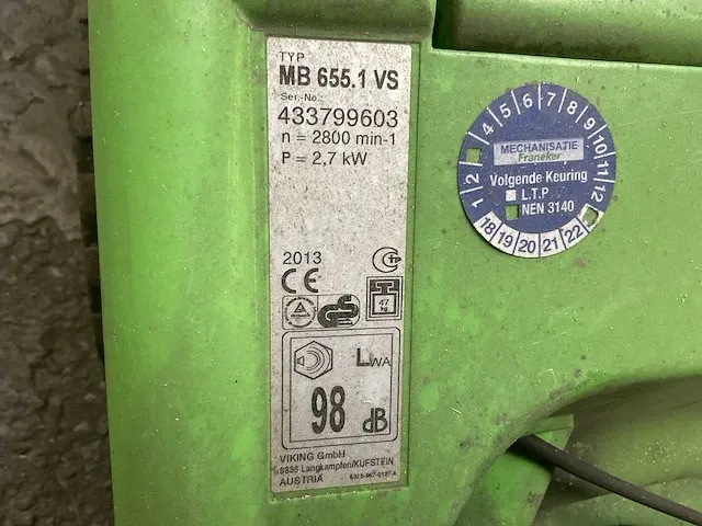 2013 viking mb 655.1 vs grasmaaier - afbeelding 7 van  7