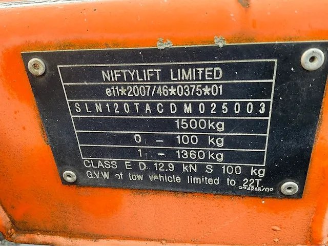 2013niftylift 120tac telescoop hoogwerker aanhanger - afbeelding 3 van  17
