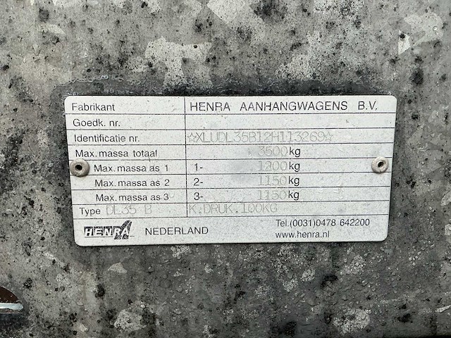 2014 - henra - aanhangwagen/ machine transport - afbeelding 2 van  10