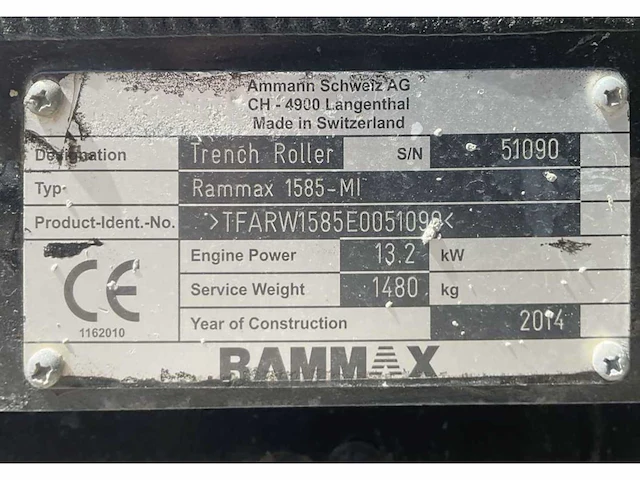 2014 ammann rammax 1585 mi verdichtingswals / nokkenwals - afbeelding 7 van  15
