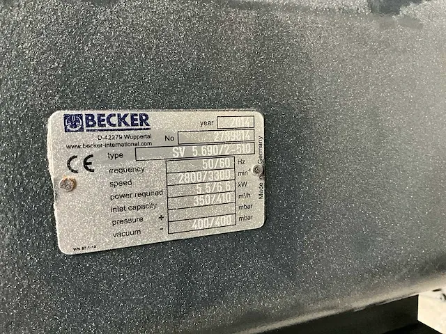 2014 becker sv 5.690/2-510 vacuümpomp - afbeelding 6 van  6