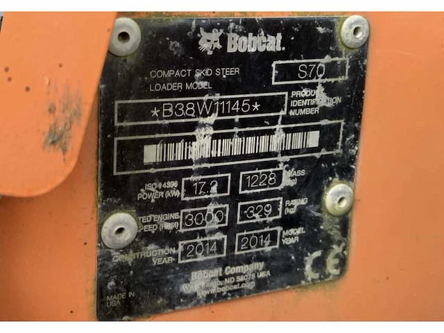 2014 bobcat s70 schranklader - afbeelding 10 van  18