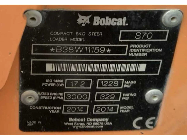 2014 bobcat s70 schranklader - afbeelding 22 van  29