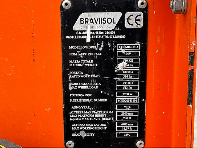 2014 braviisol leonardo lui mini hd hoogwerker / personenlift - afbeelding 10 van  18