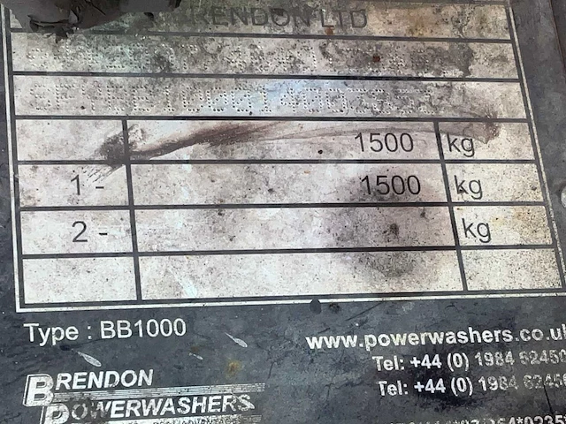 2014 brendon powerwashers bb1000 bbw30kpe+es hogedrukreiniger aanhangwagen - afbeelding 7 van  15