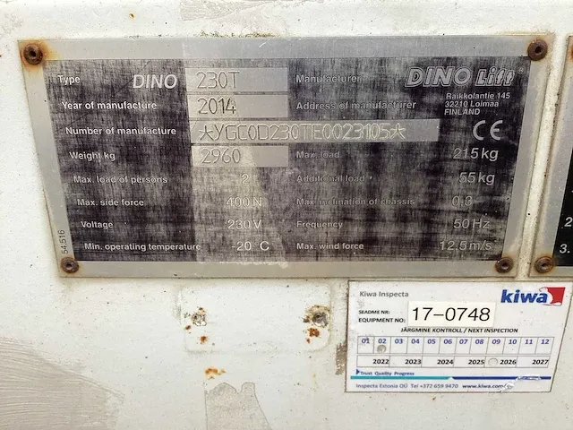 2014 dino lift 230 t aanhanger hoogwerker - afbeelding 3 van  13