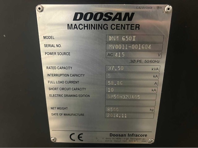 2014 doosan dnm 650 ii cnc universeel machinecentrum - afbeelding 10 van  18