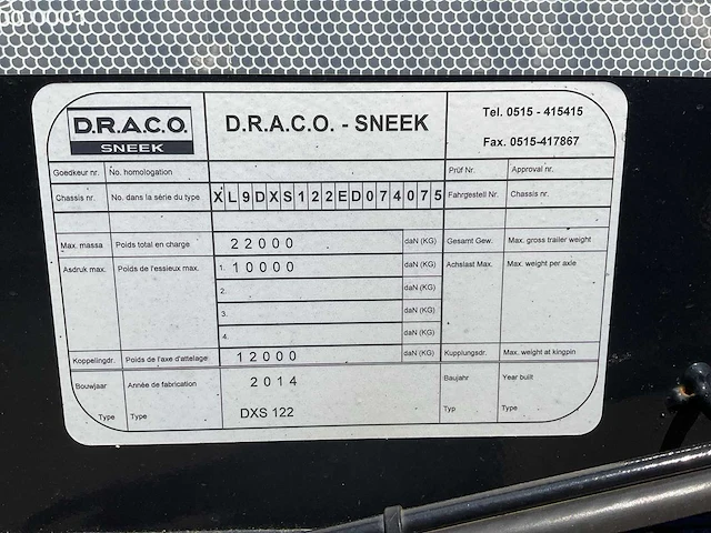 2014 draco dxs122 oplegger - afbeelding 4 van  18