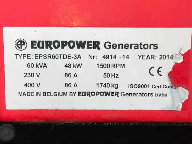 2014 europower generators epsr60tde stroom aggregaat - afbeelding 28 van  34