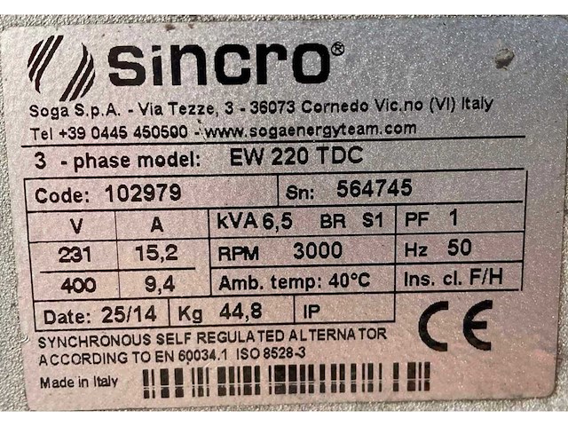 2014 europower / sincro ep200x / ew220dc lasaggregaat - afbeelding 10 van  10