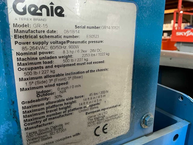 2014 genie gr-15 hoogwerker - afbeelding 6 van  14