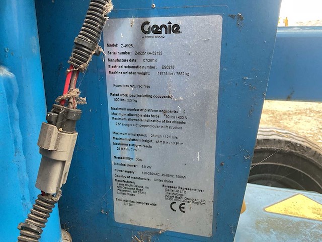 2014 genie z-45/25j bi-energy hoogwerker - afbeelding 15 van  17
