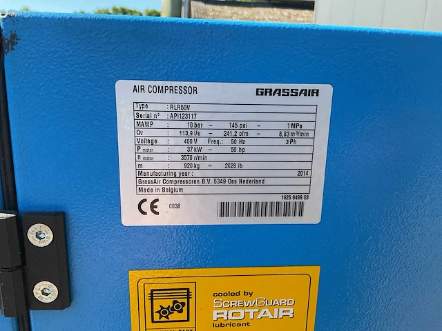 2014 grassair rlr50v schroefcompressor - afbeelding 5 van  9