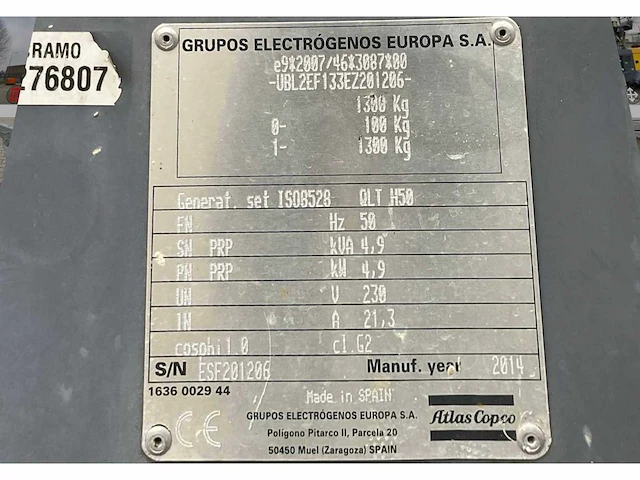 2014 grupos electrogenos europa / atlas copco qlt h50 lichtmast aggregaat aanhangwagen - afbeelding 14 van  21