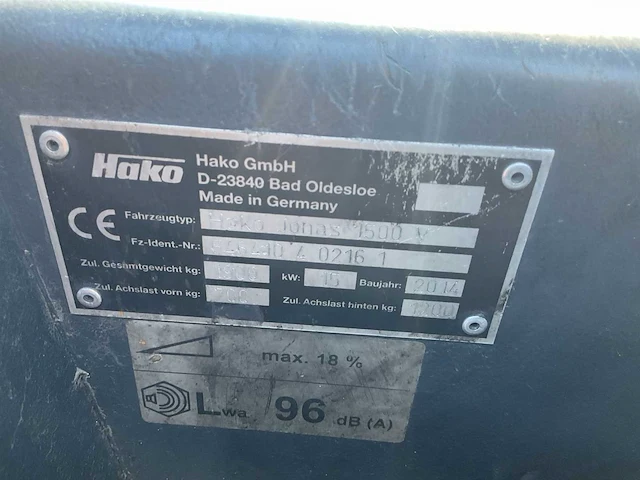2014 hako jones 1500 v straatveegmachine - afbeelding 2 van  10