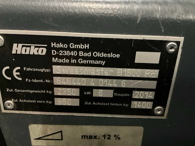 2014 hako sweepmaster b1500 rh opzit veegmachine - afbeelding 4 van  15