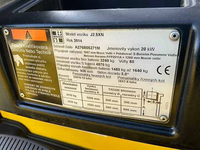 2014 hyster j2.5xn vorkheftruck - afbeelding 7 van  15