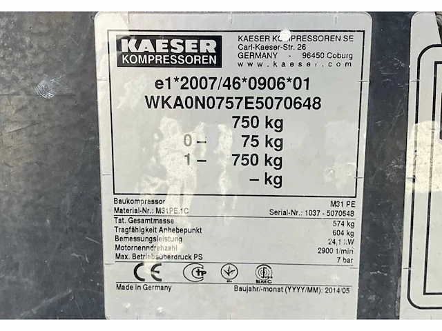 2014 kaeser m31pe compressor aanhangwagen - afbeelding 11 van  19