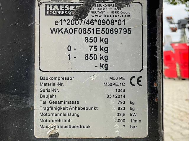 2014 kaeser m50pe 1c luchtcompressor aanhangwagen - afbeelding 17 van  24