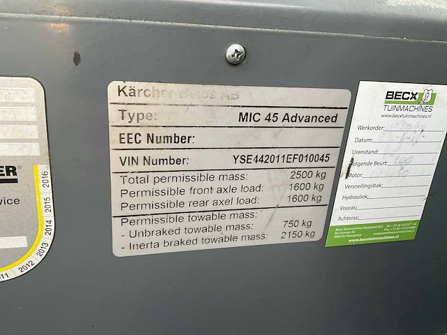 2014 kärcher mic 45 advanced werktuigdrager - afbeelding 9 van  19