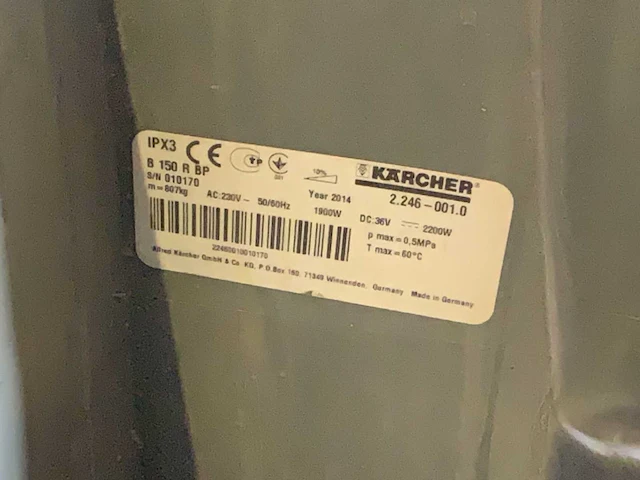 2014 kärcher professional b150r bp vloerreiniger - afbeelding 9 van  17