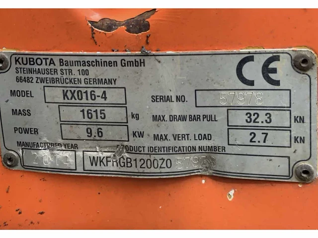 2014 kubota kx016-4 minigraafmachine - afbeelding 16 van  23