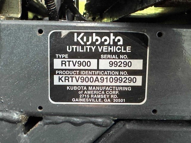 2014 kubota rtv900 4x4 transportvoertuig - afbeelding 9 van  17