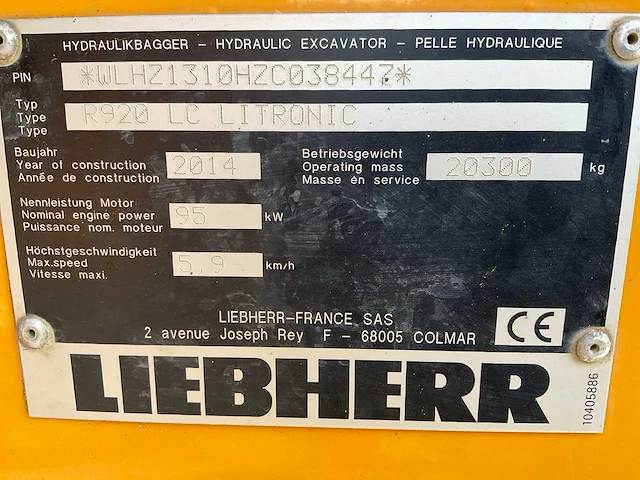 2014 liebherr r920 lc litronic rupsgraafmachine - afbeelding 33 van  40