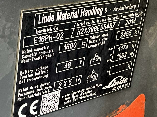 2014 linde e16ph-02 vorkheftruck - afbeelding 13 van  20