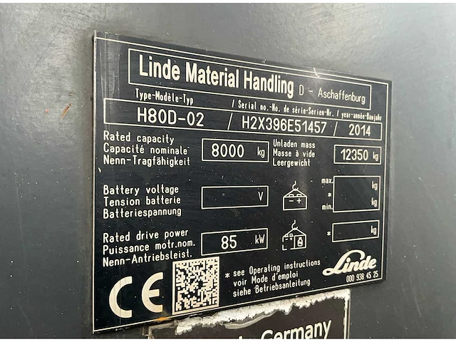 2014 linde h80d-02 8000kg freelift vorkheftruck - afbeelding 16 van  23