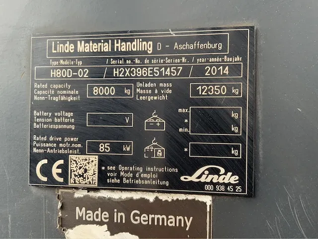 2014 linde h80d-02 vorkheftruck - afbeelding 11 van  19