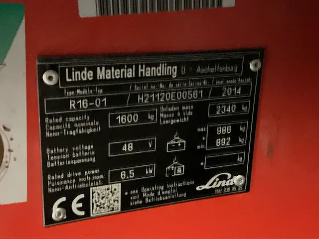 2014 linde r16-01 reach truck - afbeelding 3 van  14