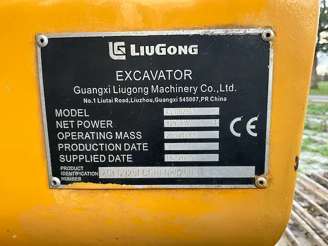 2014 liugong clg 925lc rupsgraafmachine - afbeelding 29 van  36