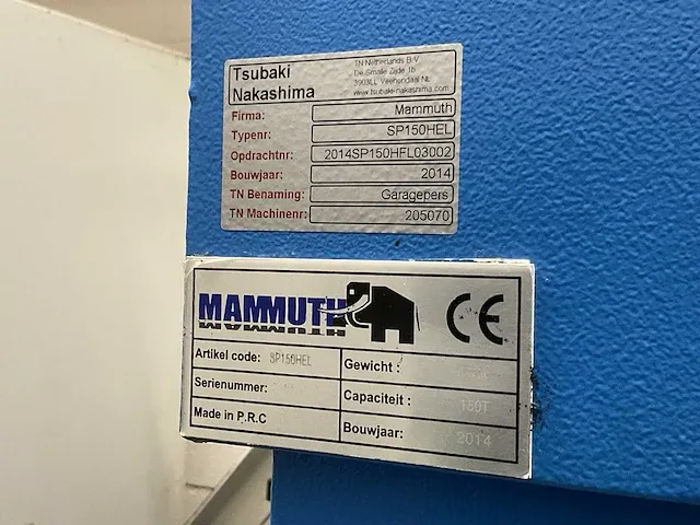 2014 mammuth sp150hel hydraulische pers - afbeelding 4 van  12