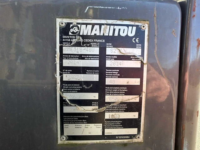 2014 manitou me318-48v vorkheftruck - afbeelding 9 van  17