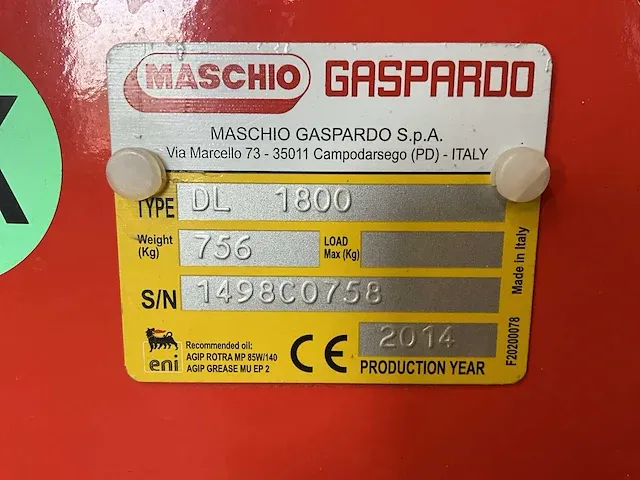 2014 maschio dl 1800 rotorkopeg - afbeelding 7 van  7