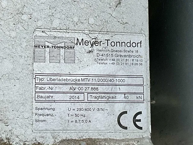 2014 meyer-tonndorf mtv 11/2000/40-1000 hydraulische dockleveller - afbeelding 4 van  12