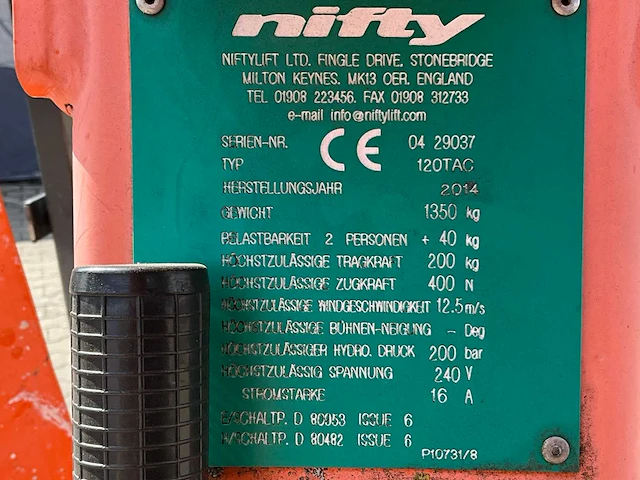 2014 niftylift nifty 120 tac hoogwerker aanhangwagen - afbeelding 19 van  27