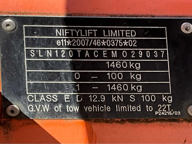 2014 niftylift nifty 120 tac hoogwerker aanhangwagen - afbeelding 20 van  27