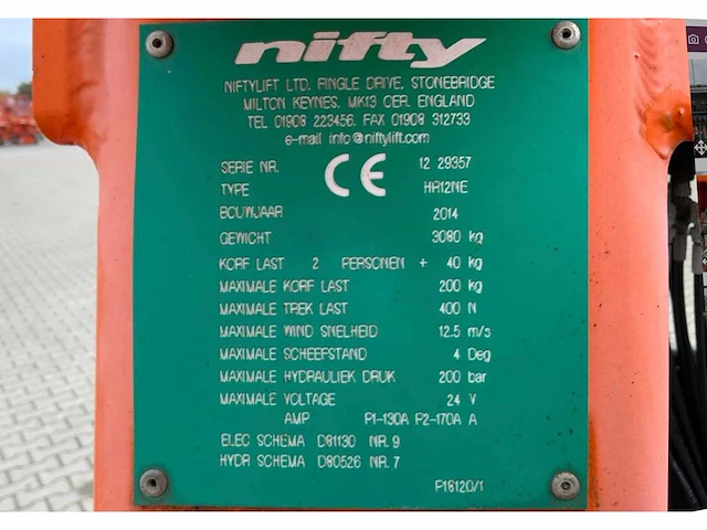 2014 niftylift nifty hr12ne hoogwerker - afbeelding 16 van  23